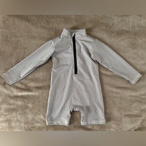 Sun Swim Fun Grid Print Baby Romper Unisex